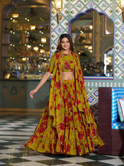 RoopRangi Women's Premium Floral Printed Marble Lehenga Choli Set with Dupatta