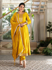Premium Vichitra Silk Embroidered Suit Set with Embroidered Vichitra Silk Dupatta | Designer Ethnic Wear for Women
