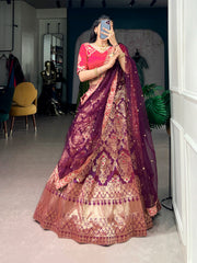RoopRangi Women's Premium Jacquard Silk Festive Lehenga Choli Set