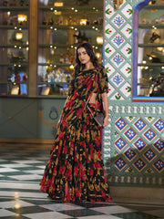 RoopRangi Women's Premium Floral Printed Marble Lehenga Choli Set with Dupatta