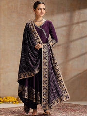 Rooprangi Women's Heavy Rayon Embroidered Anarkali Kurta Pant Set with Foil Print Dupatta