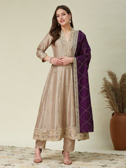 Premium Vichitra Silk Embroidered Anarkali Suit Set with Designer Dupatta | Festive Ethnic Wear for Women