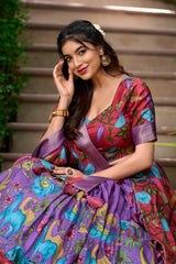 Premium Dola Silk Kalamkari Printed Lehenga Choli with Jacquard Silk Dupatta | Designer Zari Woven Traditional Wedding & Festive Lehenga for Women