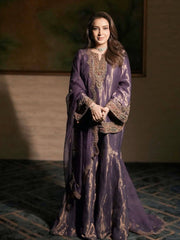 Purple Fendy Silk Kurti & Palazzo Set with Stone Handwork & Embroidered Silk Dupatta | Designer Festive Wear for Women