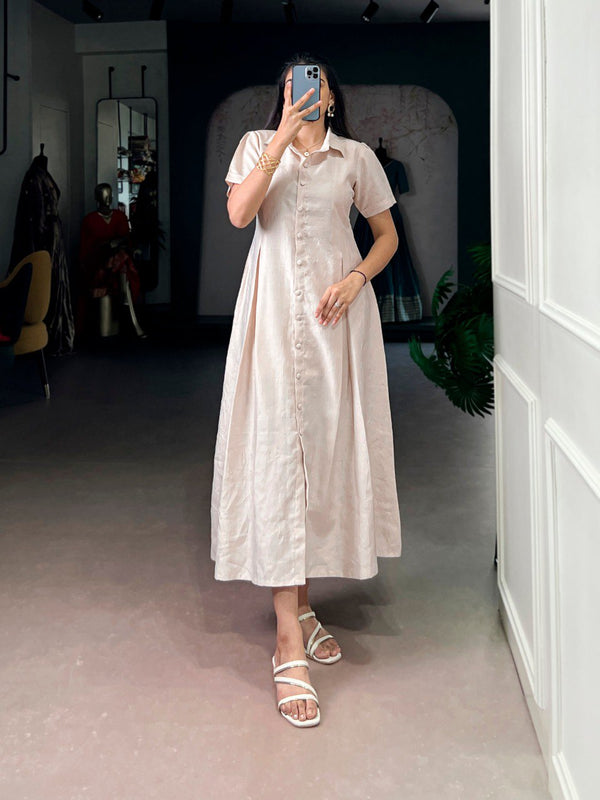 Ivory White Remy One Piece Midi Dress | Premium Button-Down Casual Western Dress for Women