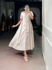 Ivory White Remy One Piece Midi Dress | Premium Button-Down Casual Western Dress for Women
