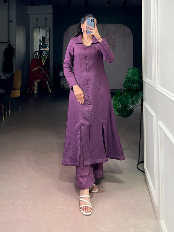 Purple N.V Herry Co-Ord Kurta Pant Set | Premium Straight Kurta & Palazzo Set for Women