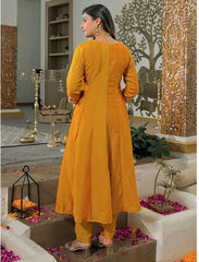 Mustard Yellow Embroidered Vichhitra Silk Suit Set with Embroidered Vichhitra Silk Dupatta | Designer Ethnic Wear for Women