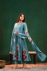 Premium Chanderi Silk Embroidered Suit Set with Chanderi Dupatta