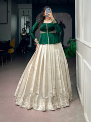 Rooprangi Women's Kanchipuram Zari Weaving Lehenga with Satin Silk Top